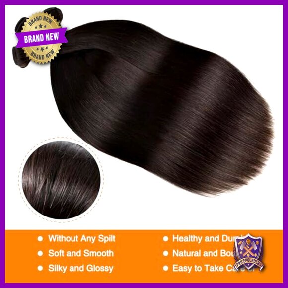 100% Brazilian Virgin Human Hair Extensions 24-28 Inch Straight Bundles